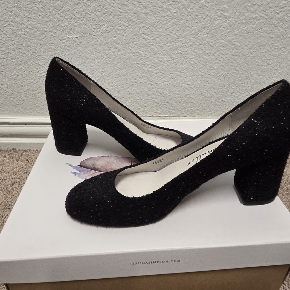 Bettye Muller Black Textured Heels